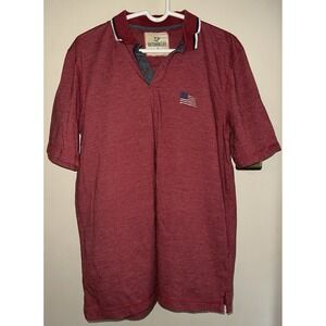Outdoor Life Polo Shirt Mens Medium Red American Flag